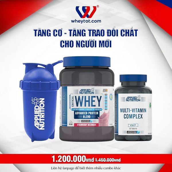 Combo Critical Whey 900gr + Multi Vitamin + Bình Lắc Applied