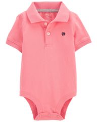 Bodysuit Liền Quần Cổ Polo Bé Trai Màu Hồng Carter's 0-24M