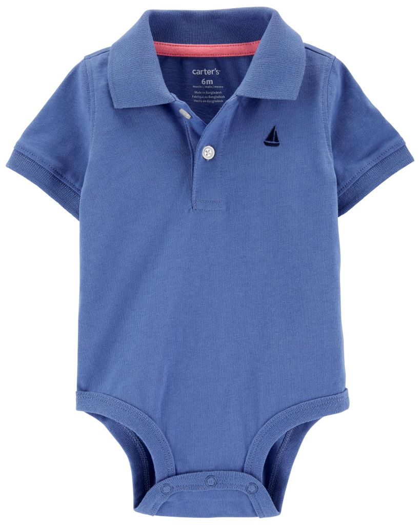 Bodysuit Liền Quần Cổ Polo Bé Trai Xanh Biển Carter's 0-24M