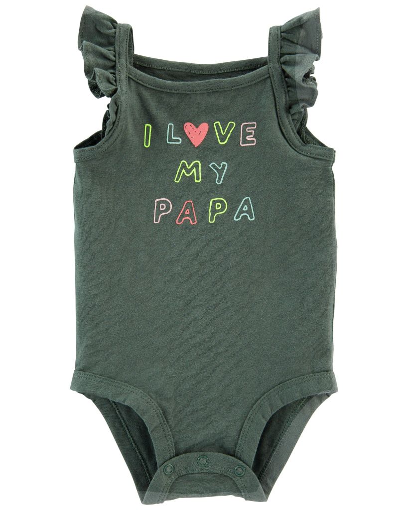 Bodysuit Liền Quần Bé Gái Màu Xanh Chữ Papa Carter's 0-24M