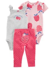 Set Gồm 2 Bodysuit Liền Quần Kèm Quần Dài Bé Gái Hồng Dâu Carter's 0-24M