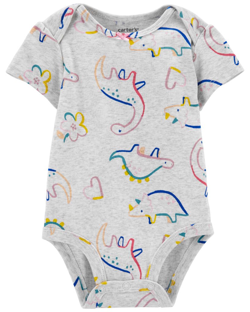 Bodysuit Liền Quần Bé Trai Xám Hình Khủng Long Carter's 0-24M