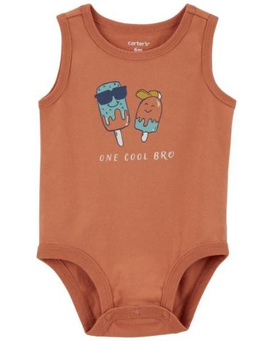 Bodysuit Liền Quần Bé Trai Màu Nâu Hình Que Kem Carter's 0-24M