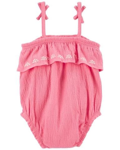 Bodysuit 2 Dây Liền Quần Bé Gái Màu Hồng Carter's 0-24M