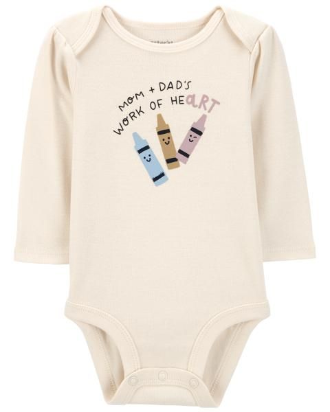 Bodysuit Liền Quần Bé Gái Màu Ngà Hình Bút Chì Màu Carter's 0-24M