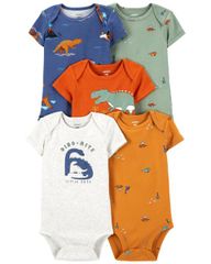 Set 5 Bodysuit Liền Quần Bé Trai Nhiều Màu Hình Khủng Long Carter's 0-24M