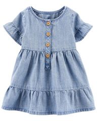 Đầm Jean Bé Gái Màu Xanh Nhạt Carter's 0-24M