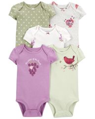 Set 5 Bodysuit Liền Quần Bé Gái Nhiều Màu Hình Trái Cây Carter's 0-24M