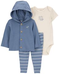 Set Gồm Quần Dài Và Bodysuit Liền Quần Bé Trai Kèm Áo Khoác Có Nón Màu Xanh Carter's 0-24M