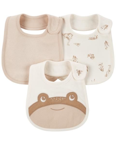 Set 3 Yếm Ăn Dặm Hình Vuông Màu Be Carter's 0-24M