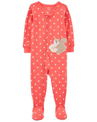 Bodysuit Liền Quần Dài Bé Gái Màu Cam San Hô Hình Hoa Nhí Carter's 0-24M