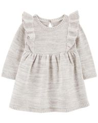 Đầm Bé Gái Nhấn Bèo Màu Xám Carter's 0-24M