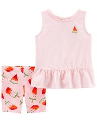 Set Áo Bé Gái Màu Hồng Kèm Quần Màu Hồng Hình Dưa Hấu Carter's 2T-5T