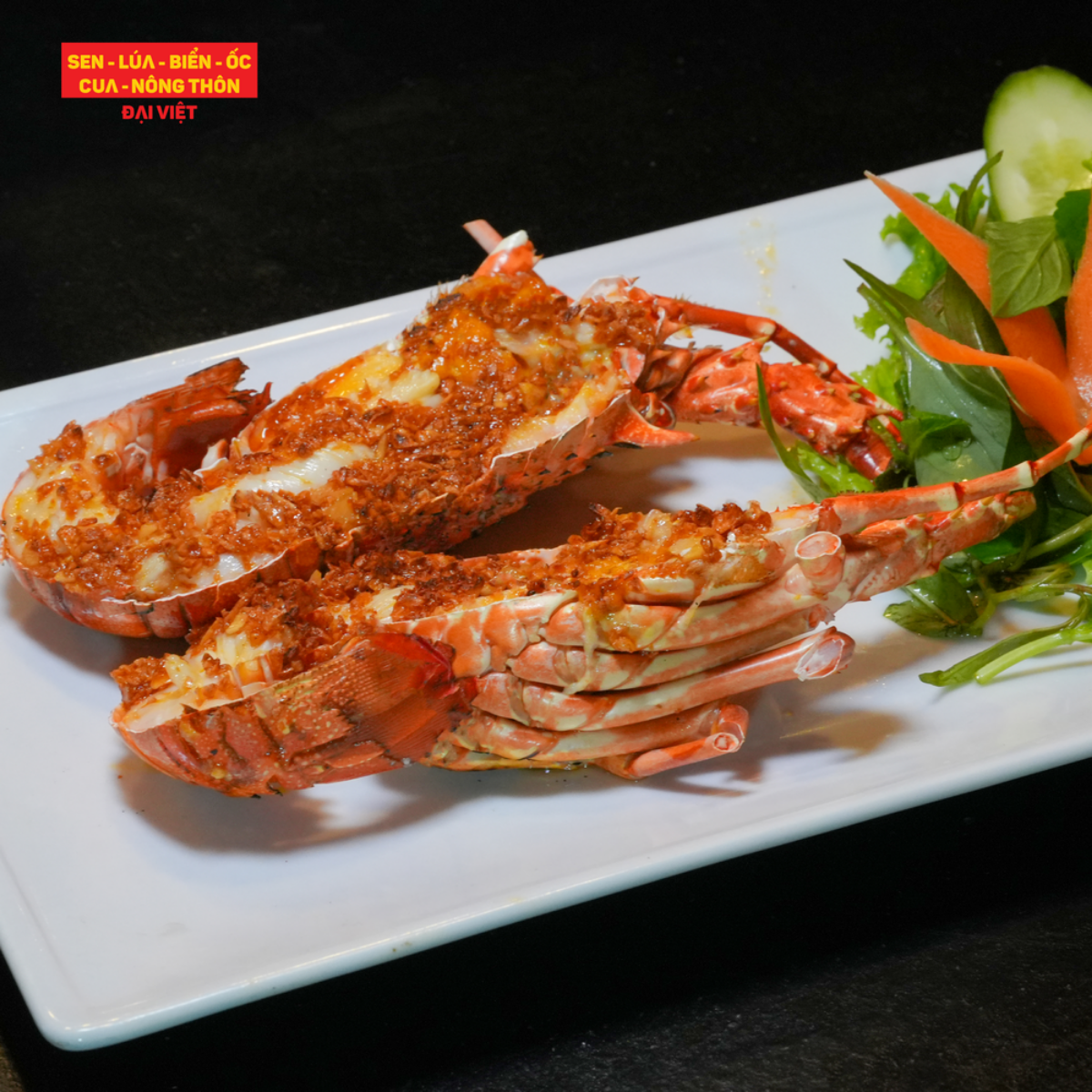 Grilled Long-legged Spiny Lobster With Garlic Butter - Tôm Hùm Đỏ Thiên Nhiên Nướng Bơ Tỏi (giá tính theo con 250g)