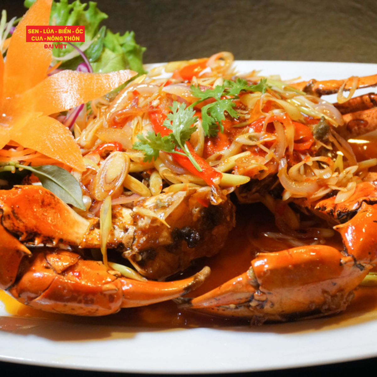 Pan-fried Ca Mau Crab With Lua Dai Viet Sauce - Cua Cà Mau Sốt Lúa Đại Việt (Giá tính theo 1 con 300 gram)