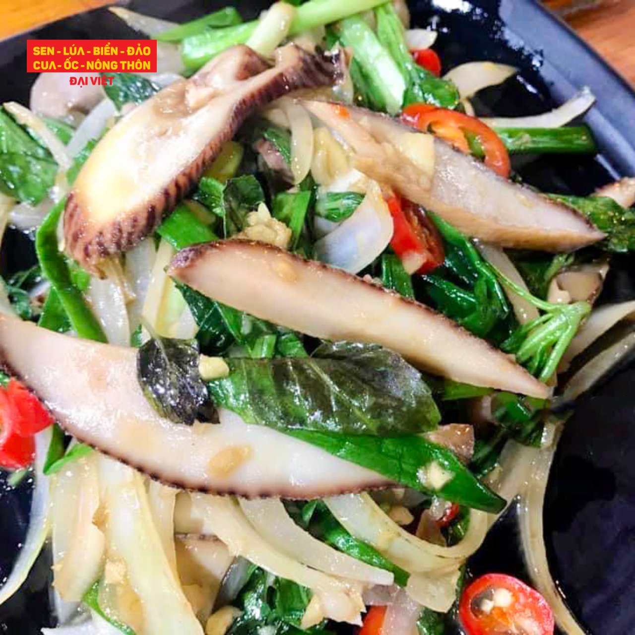 Stir-fried Melo Melo With Basil Leaves - Ốc giác vàng xào lá quế (con 1kg)