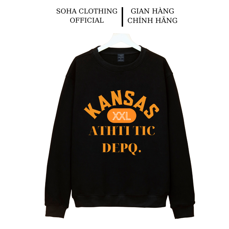  Áo nỉ sweater nam nữ form rộng vải nỉ bông dày dặn phong cách Ulzzang Kansas - SoHa Clothing 