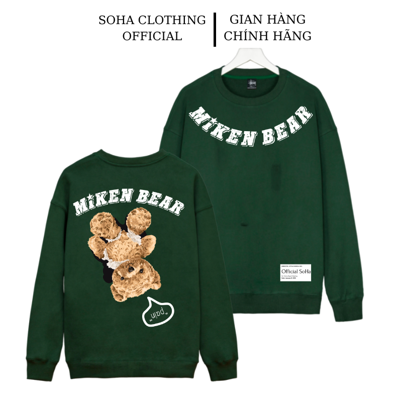  Áo nỉ sweater nam nữ form rộng vải nỉ bông dày dặn phong cách Ulzzang Miken Bear - SoHa Clothing 