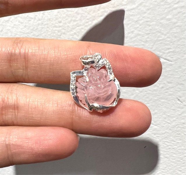 Dây Chuyền Hồ Ly Đá Thạch Anh Hồng