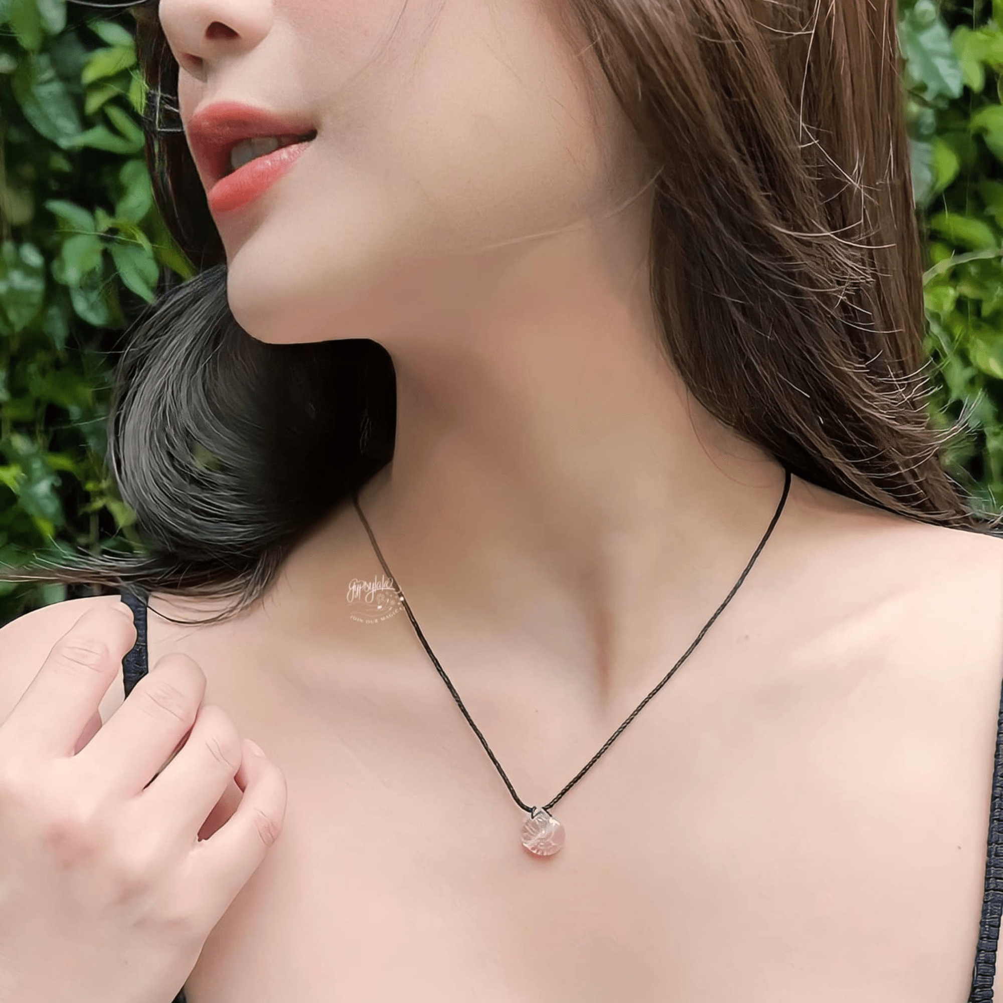 Dây Chuyền Hồ Ly Đá Thạch Anh Hồng