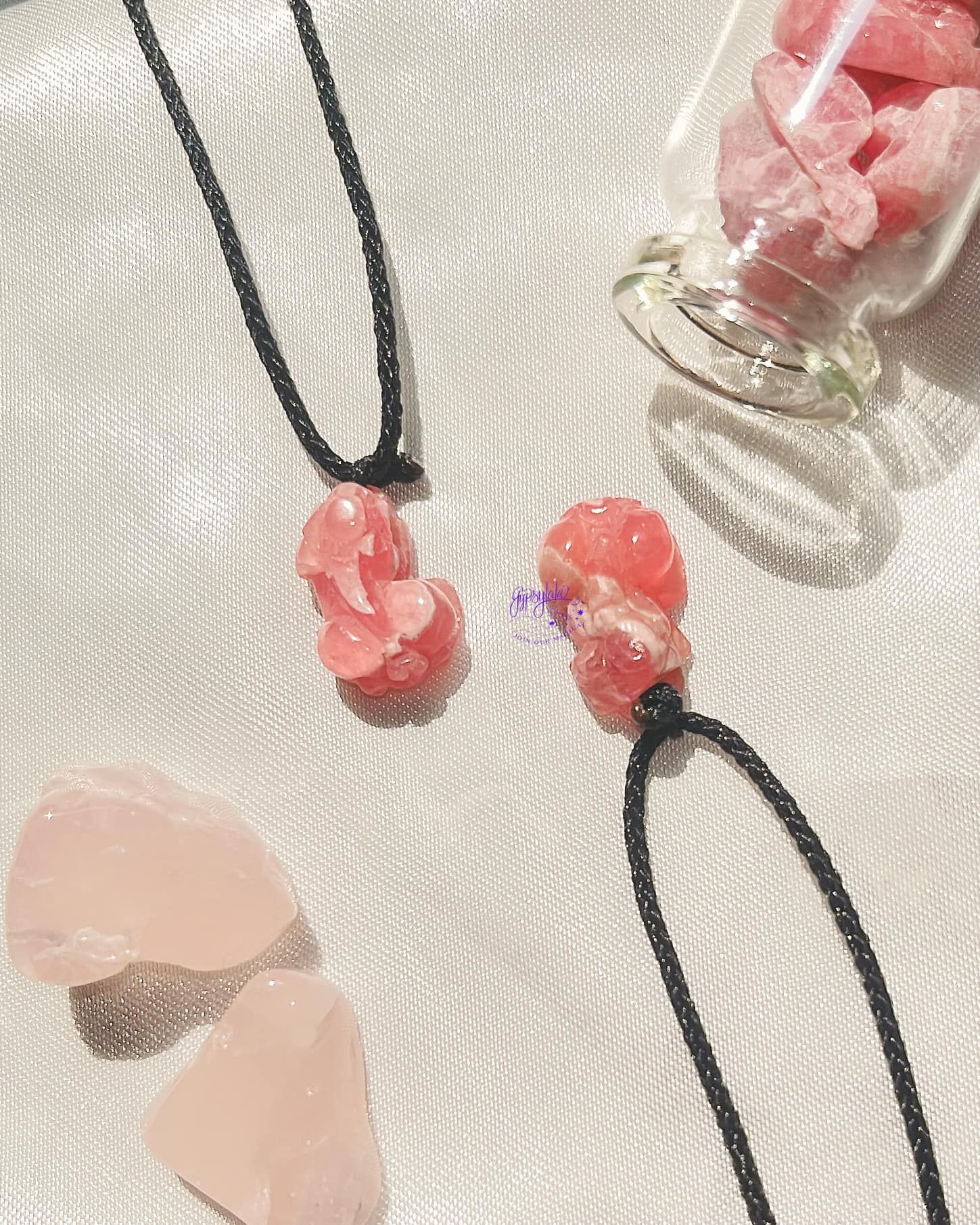 Dây Chuyền Tỳ Hưu Đá Đào Hoa (Rhodochrosite)