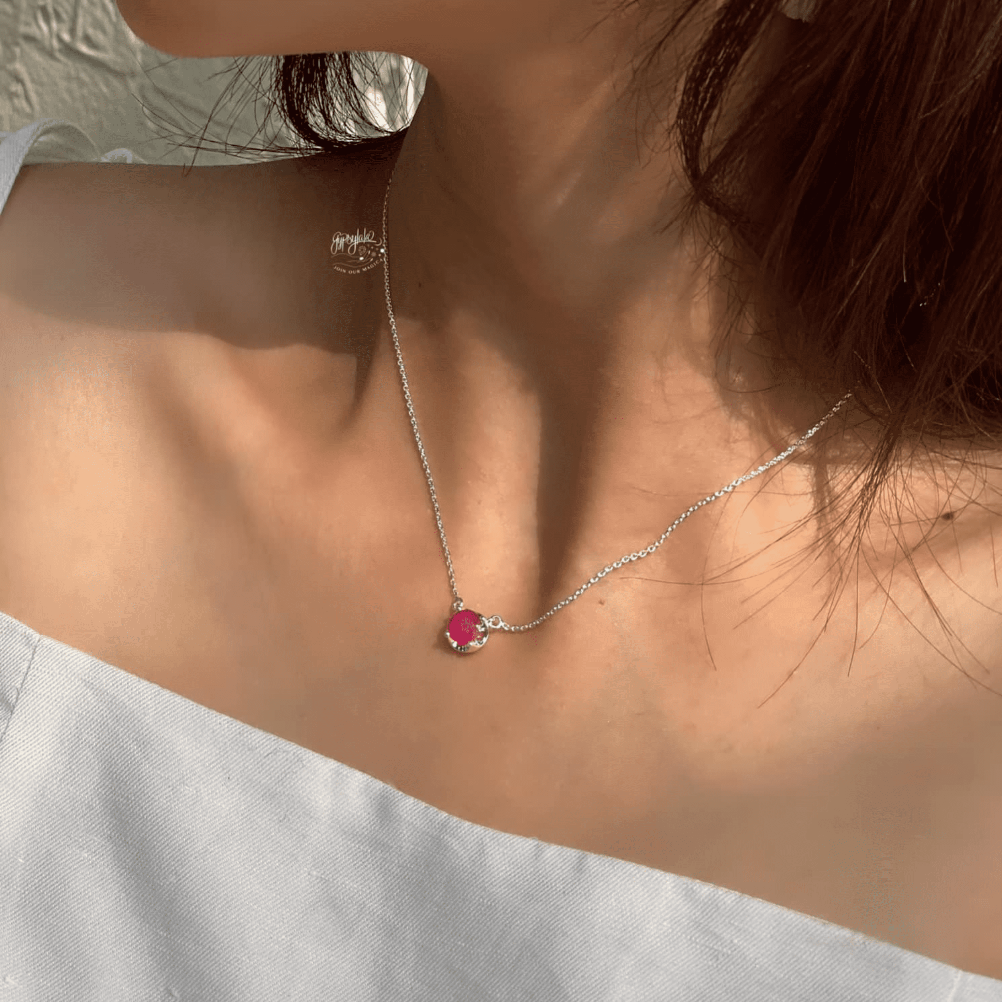 Dây Chuyền Simple Đá Ruby