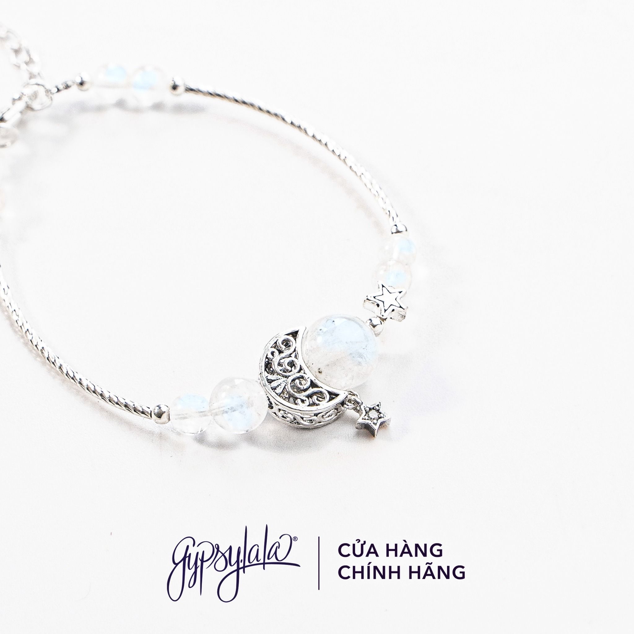 Lắc Tay Đá Ánh Trăng Moonstone Charm Trăng Khuyết