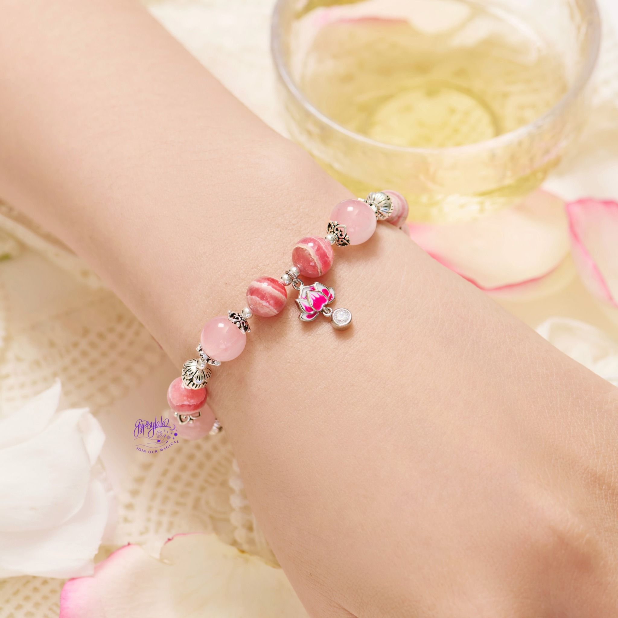 Vòng Tay Thiết Kế Nữ Pink Devotion 310 Đào Hoa Thạch Anh Hồng SP007768 Gypsy.lala