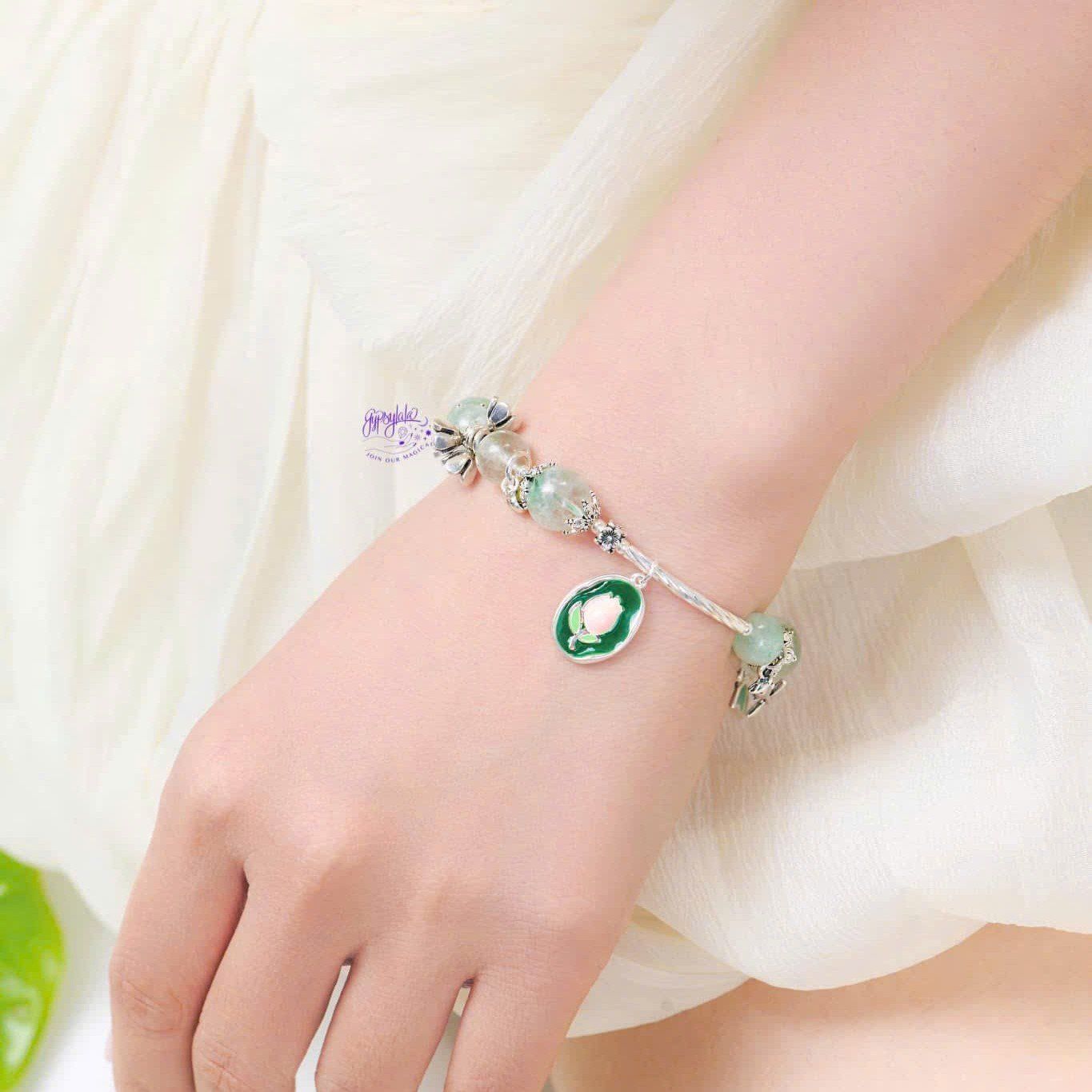 Vòng Tay Thiết Kế Calm Clearing Đá Ưu Linh Xanh SP008054 Gypsylala
