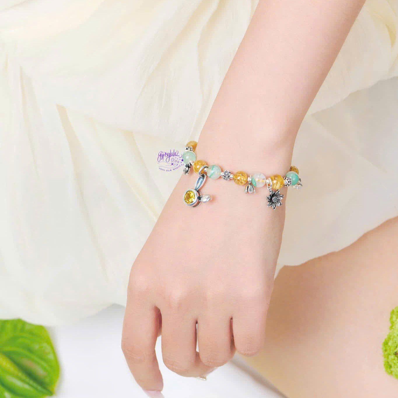 Vòng Tay Thiết Kế Riches Realm Đá Ưu Linh Xanh, Tóc Vàng SP008056 Gypsy.lala