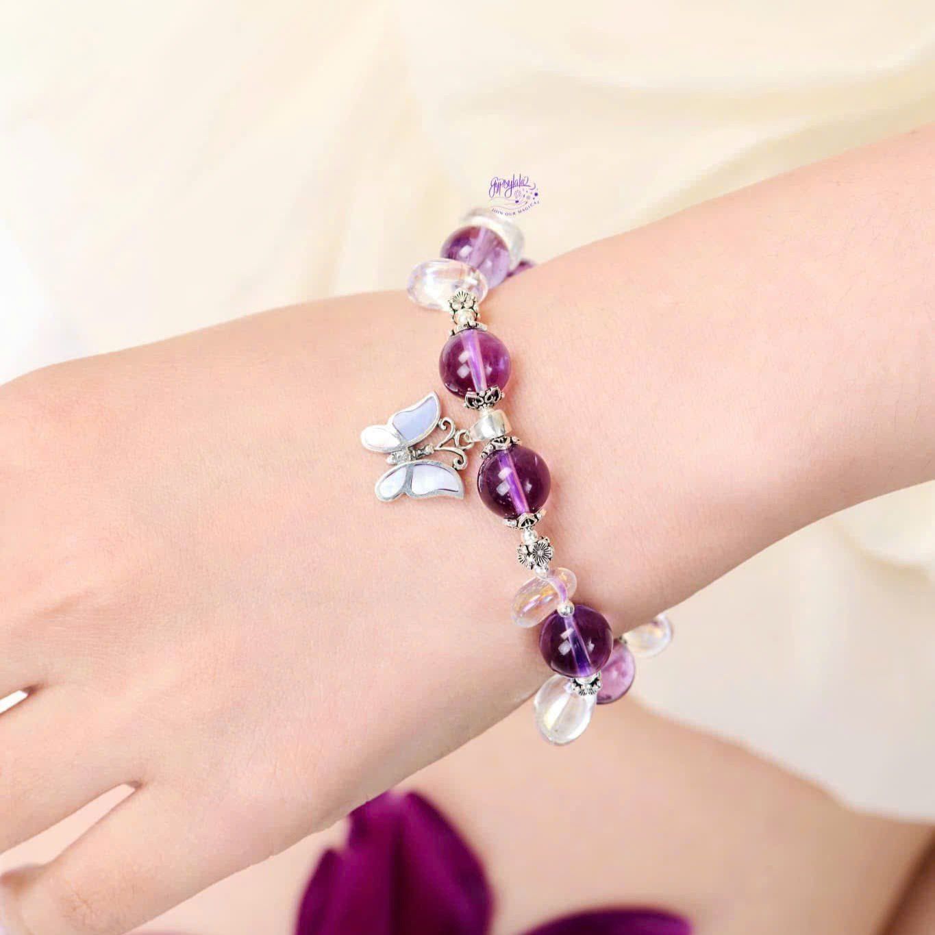 Vòng Tay Thiết Kế Blissful Serenity Đá Cầu Vồng, Thạch Anh Tím SP008059 Gypsy.lala