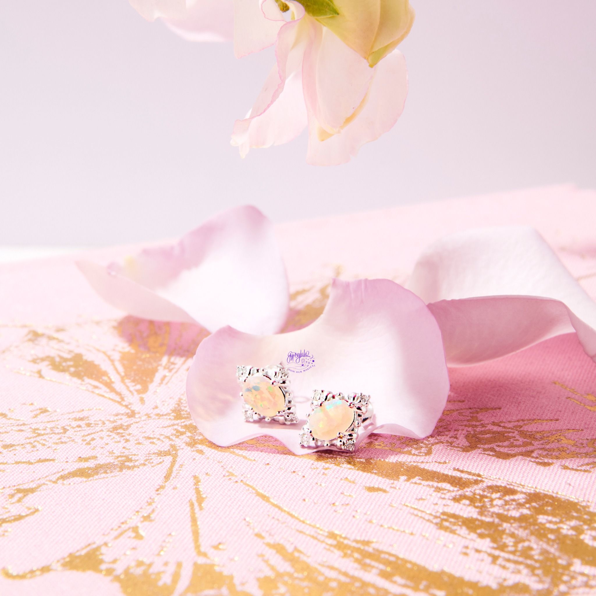 Bông Tai Hình Thoi Đá Opal