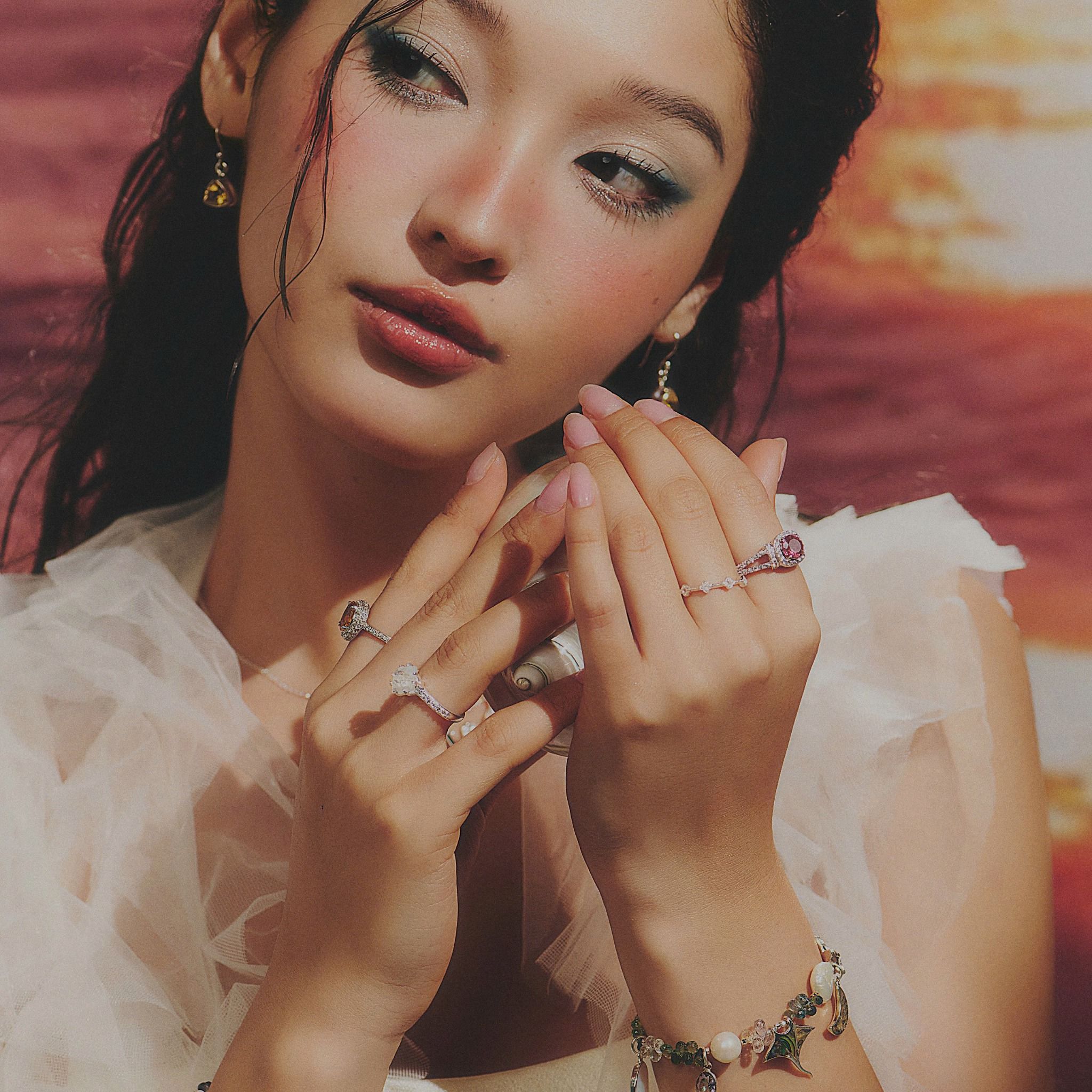 Vòng Tay Thiết Kế Nữ Moonlit Mermaid Đá Sapphire, Ngọc Trai SP008171 Gypsy.lala