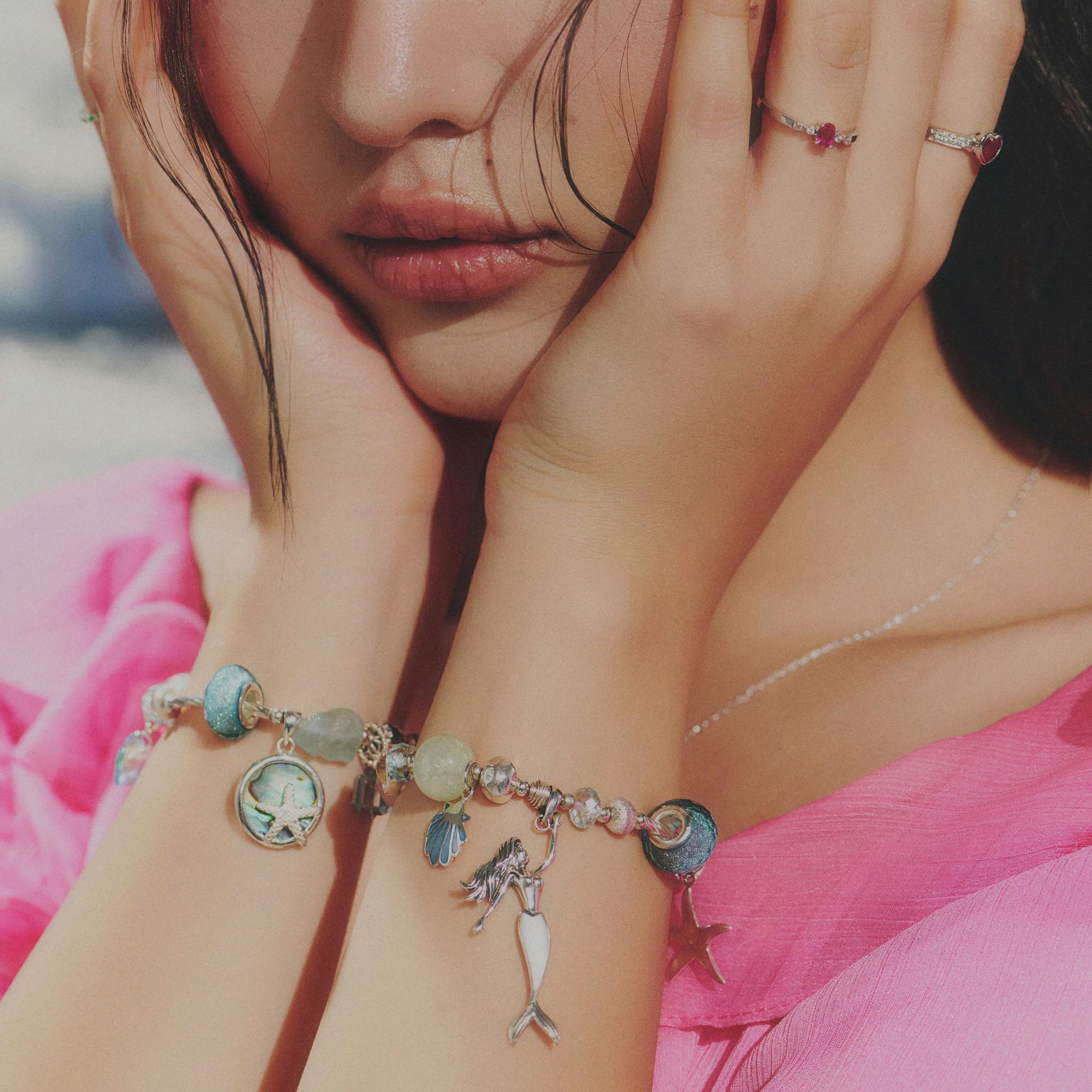 Vòng Tay Thiết Kế Nữ Pearl Whisper Đá Beryl Aquamarine, Thạch Anh Vàng SP008192 Gypsy.lala
