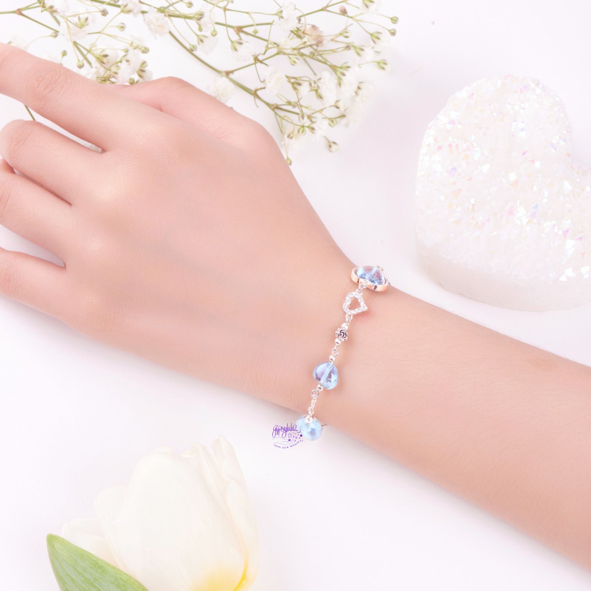 Lắc Tay Trái Tim Đá Topaz
