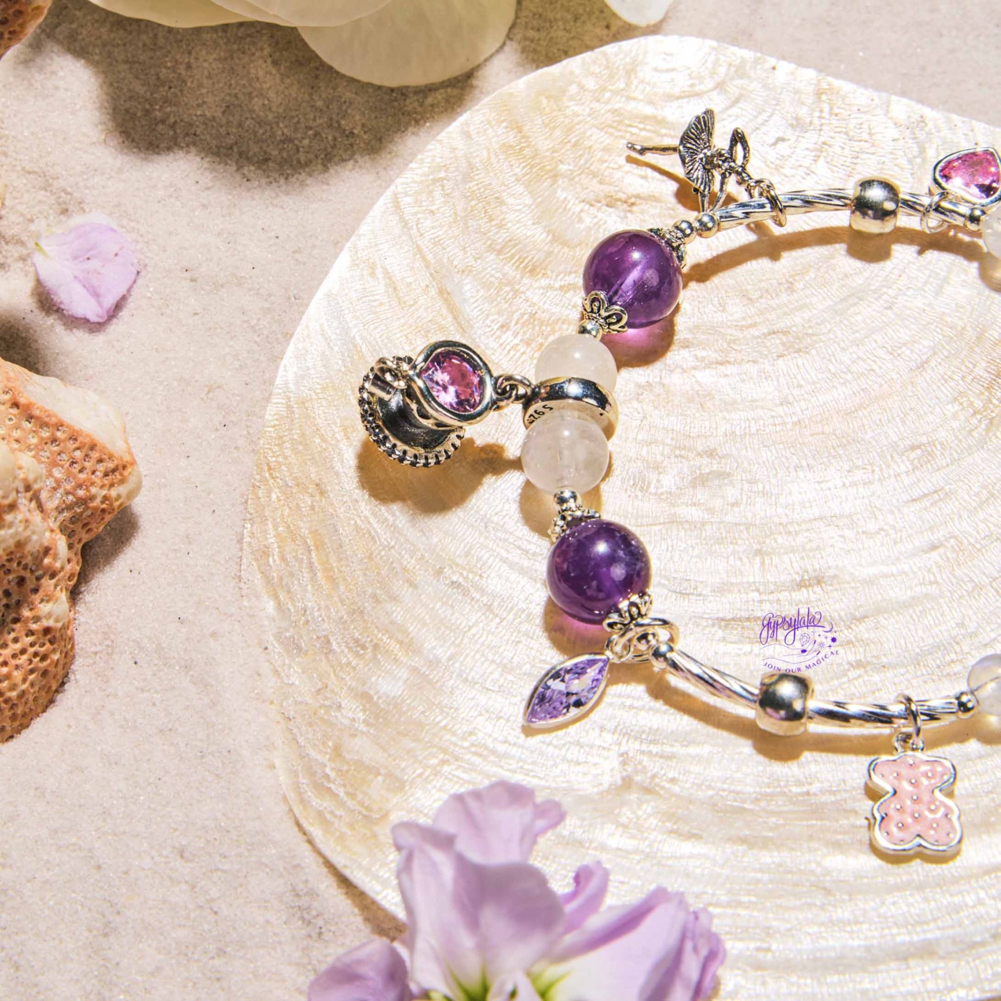 Vòng Tay Thiết Kế Nữ Thạch Anh Tím Ánh Trăng Celestial Serenity 233 SP007338 Gypsy.lala