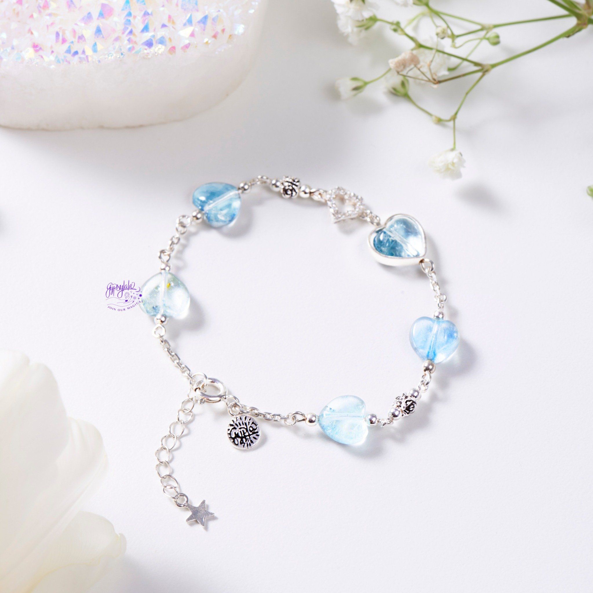 Lắc Tay Trái Tim Đá Topaz