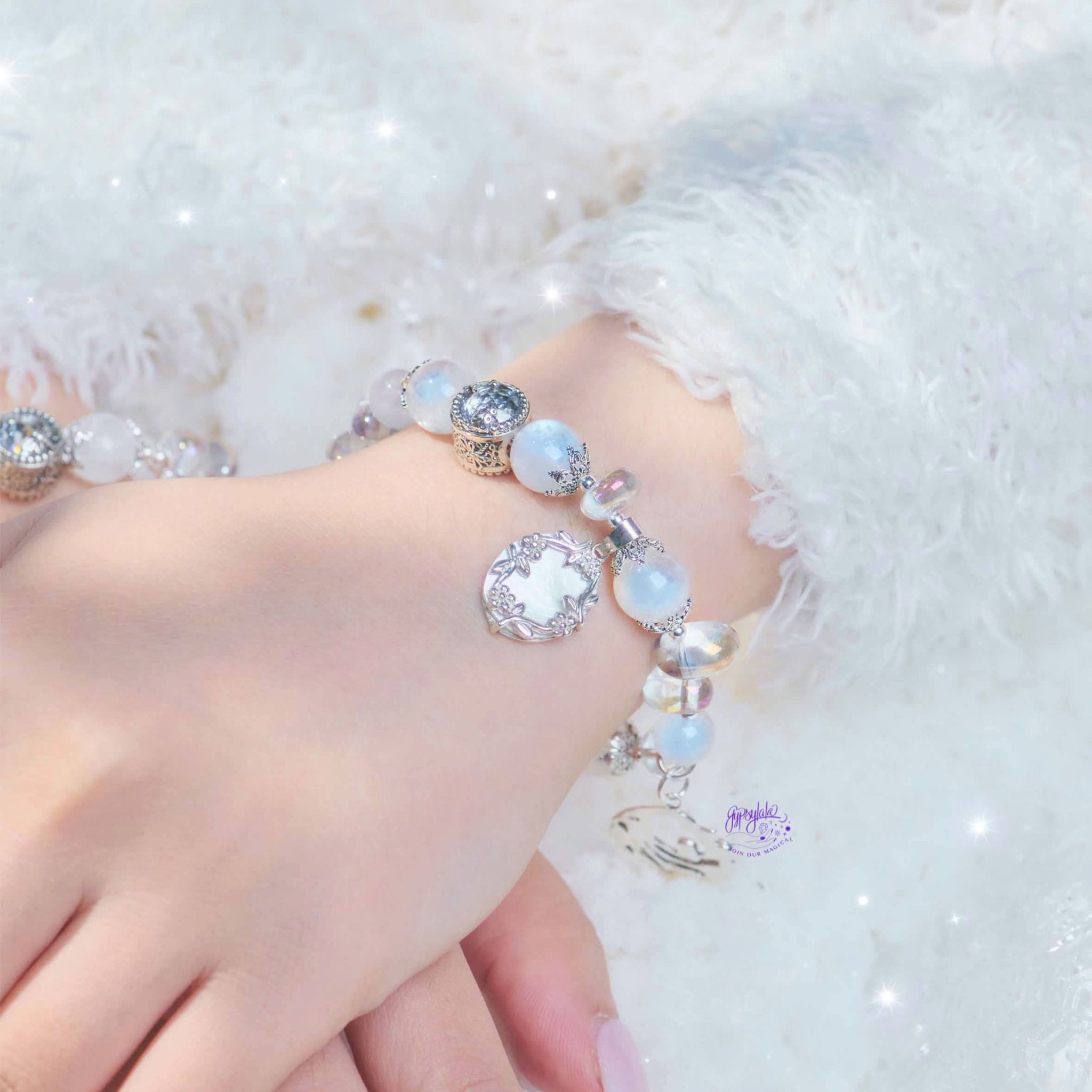 Vòng Tay Thiết Kế Moonstone Harmony 333 Đá Ánh Trăng, Cầu Vòng SP007861 Gypsy.lala
