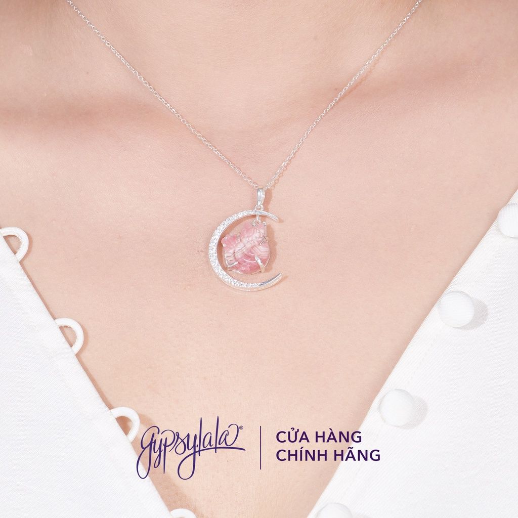 Mặt Dây Chuyền Hồ Ly Hình Trăng Đá Đào Hoa