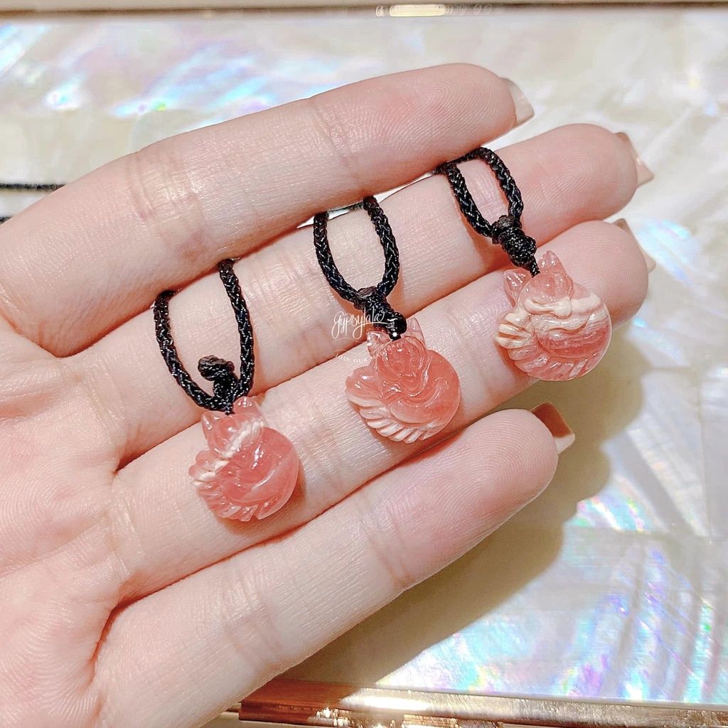 Dây Chuyền Hồ Ly Trơn Đá Đào Hoa