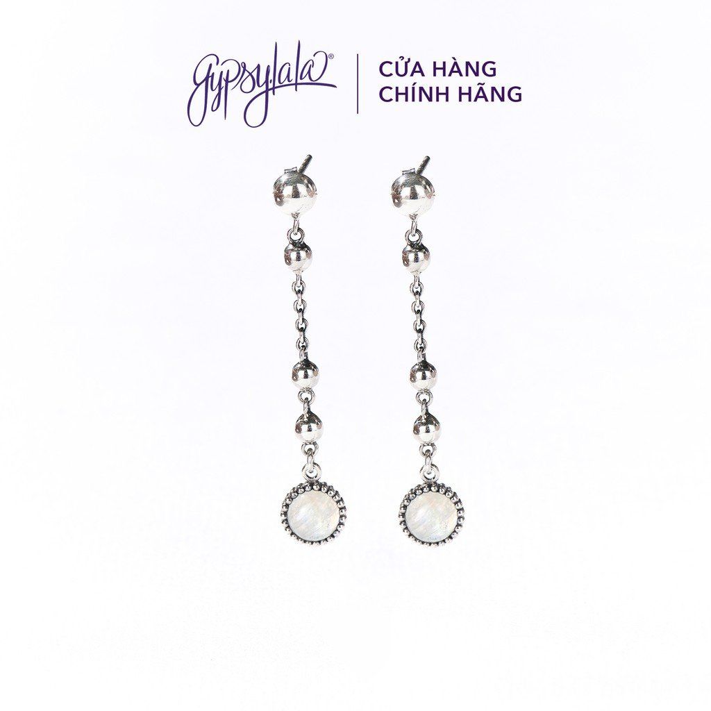 Bông Tai Thiết Kế Đá Ánh Trăng Moonstone