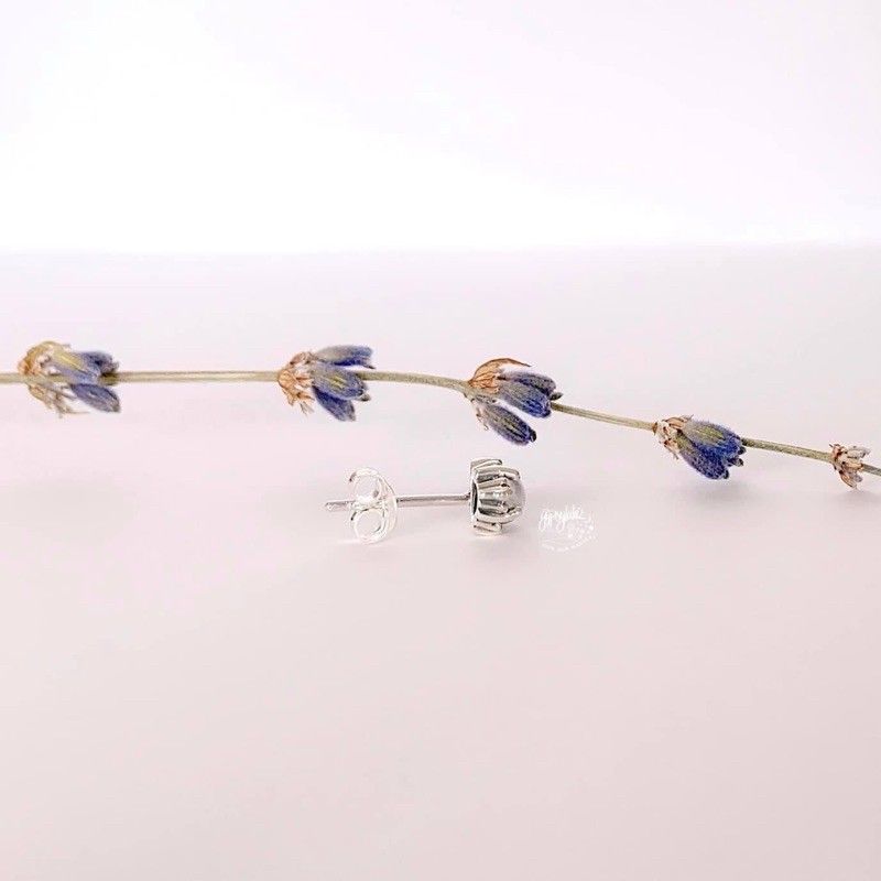 Bông Tai Bạc Hình Oval Đá Ánh Trăng Moonstone