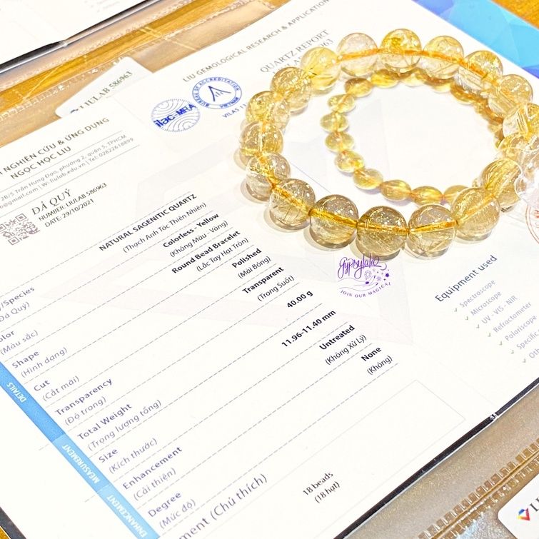 Vòng Tay Đá Thạch Anh Tóc Vàng Mini