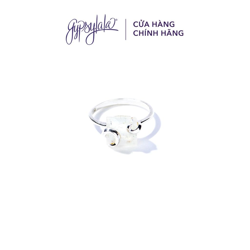 Nhẫn Bạc Vuông Đá Ánh Trăng Moonstone