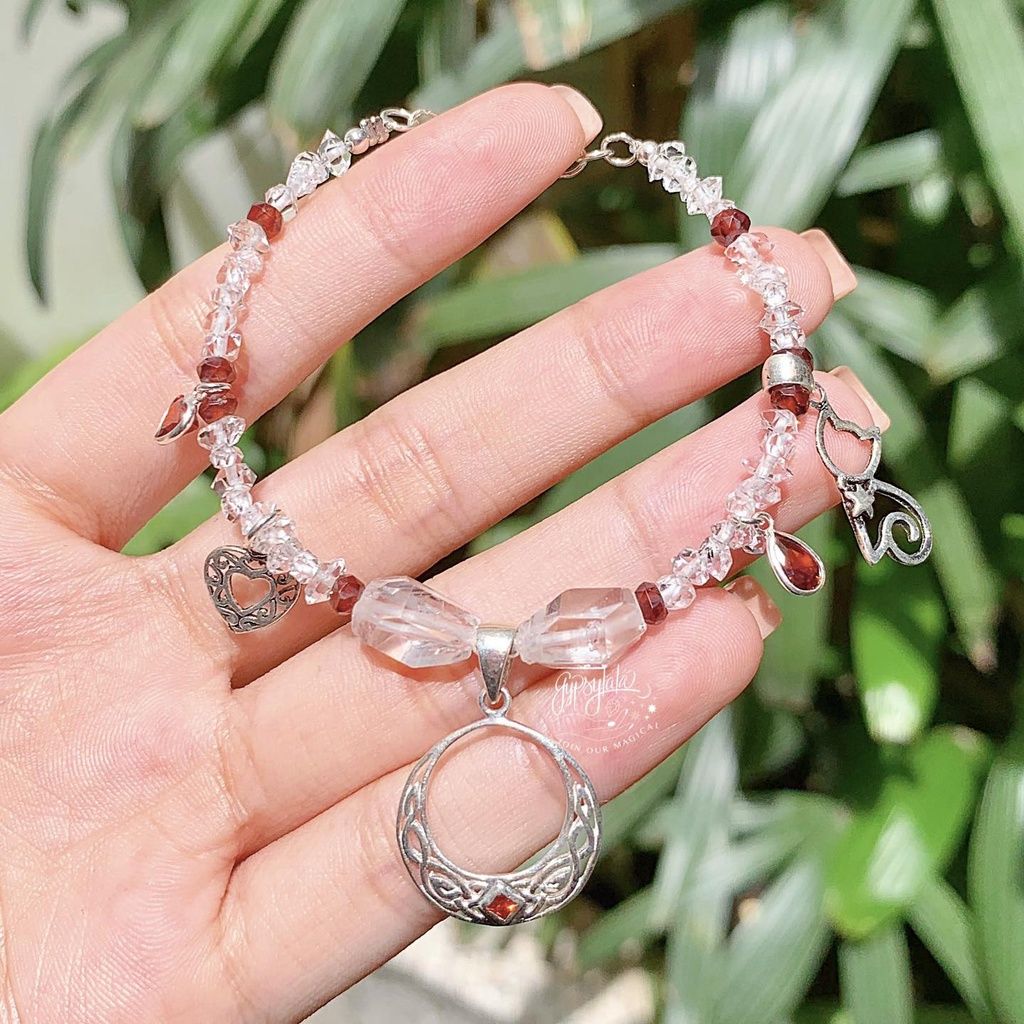 Vòng Tay Đá Kim Cương Thô Garnet