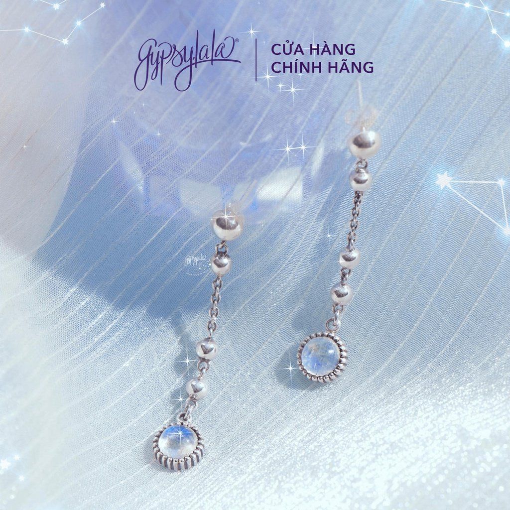 Bông Tai Thiết Kế Đá Ánh Trăng Moonstone