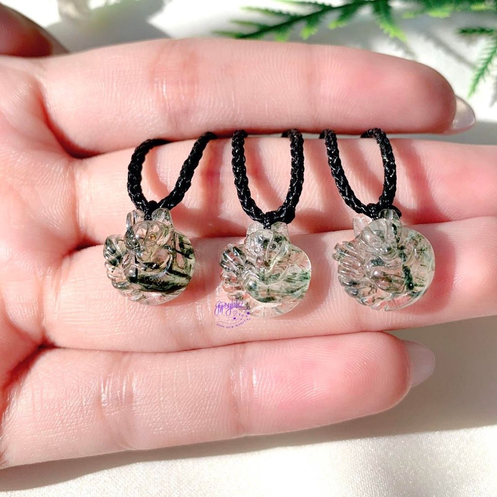 Dây Chuyền Hồ Ly Đá Thạch Anh Tóc Xanh