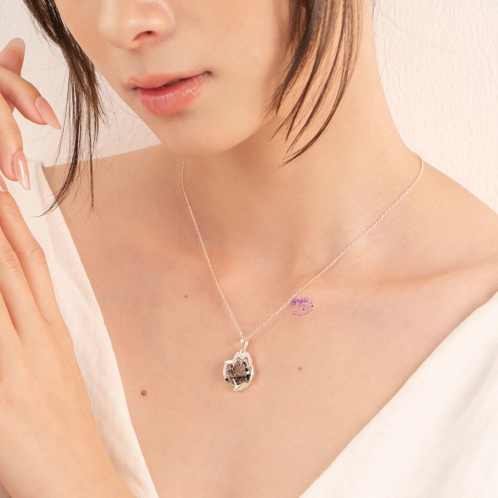 Mặt Dây Chuyền Hồ Ly Đá Thạch Anh Tóc Đen
