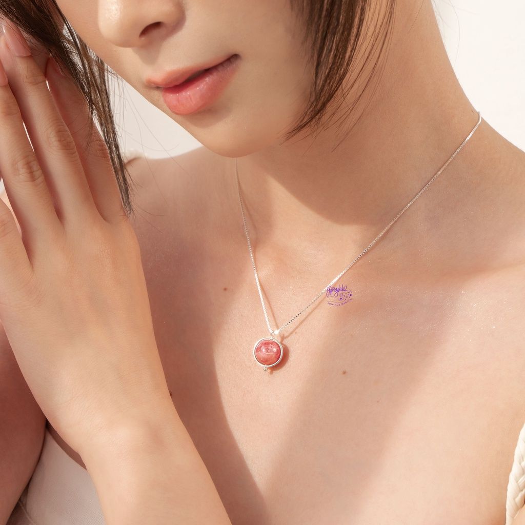 Dây Chuyền Khung Bạc Đá Thiên Nhiên