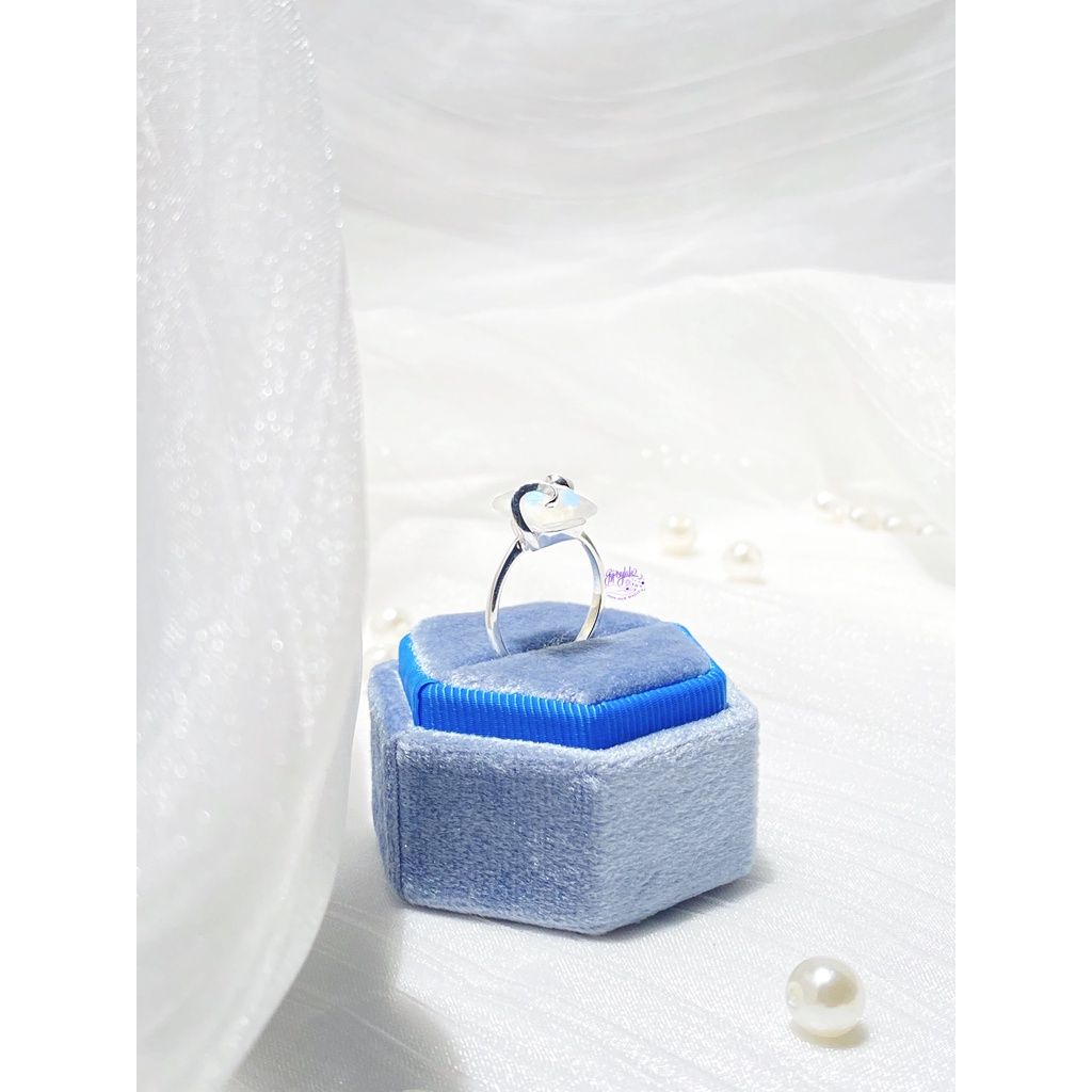 Nhẫn Bạc Vuông Đá Ánh Trăng Moonstone